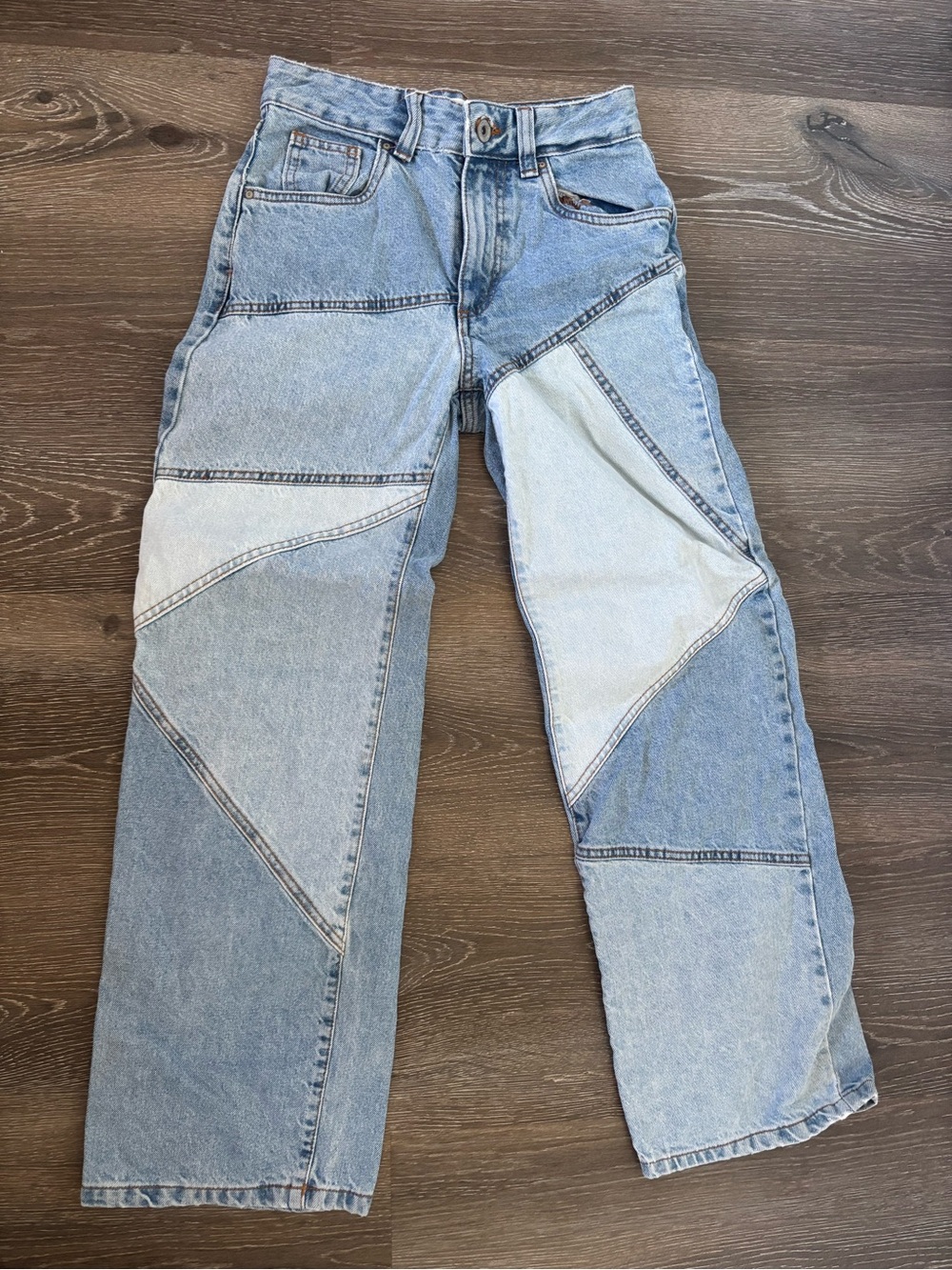 Cotton On Patchwork Light and Medium Blue Relaxed Jeans